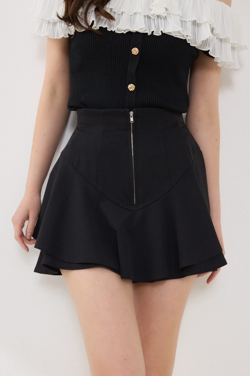 レイヤードヘムコルセットスコートショートパンツ BLK S