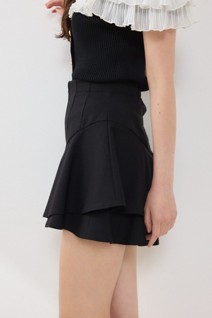 レイヤードヘムコルセットスコートショートパンツ BLK S