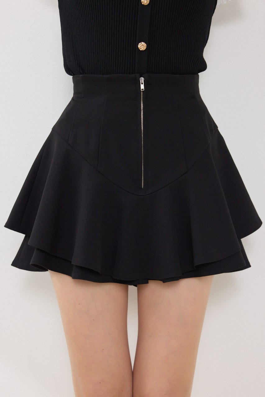レイヤードヘムコルセットスコートショートパンツ BLK S