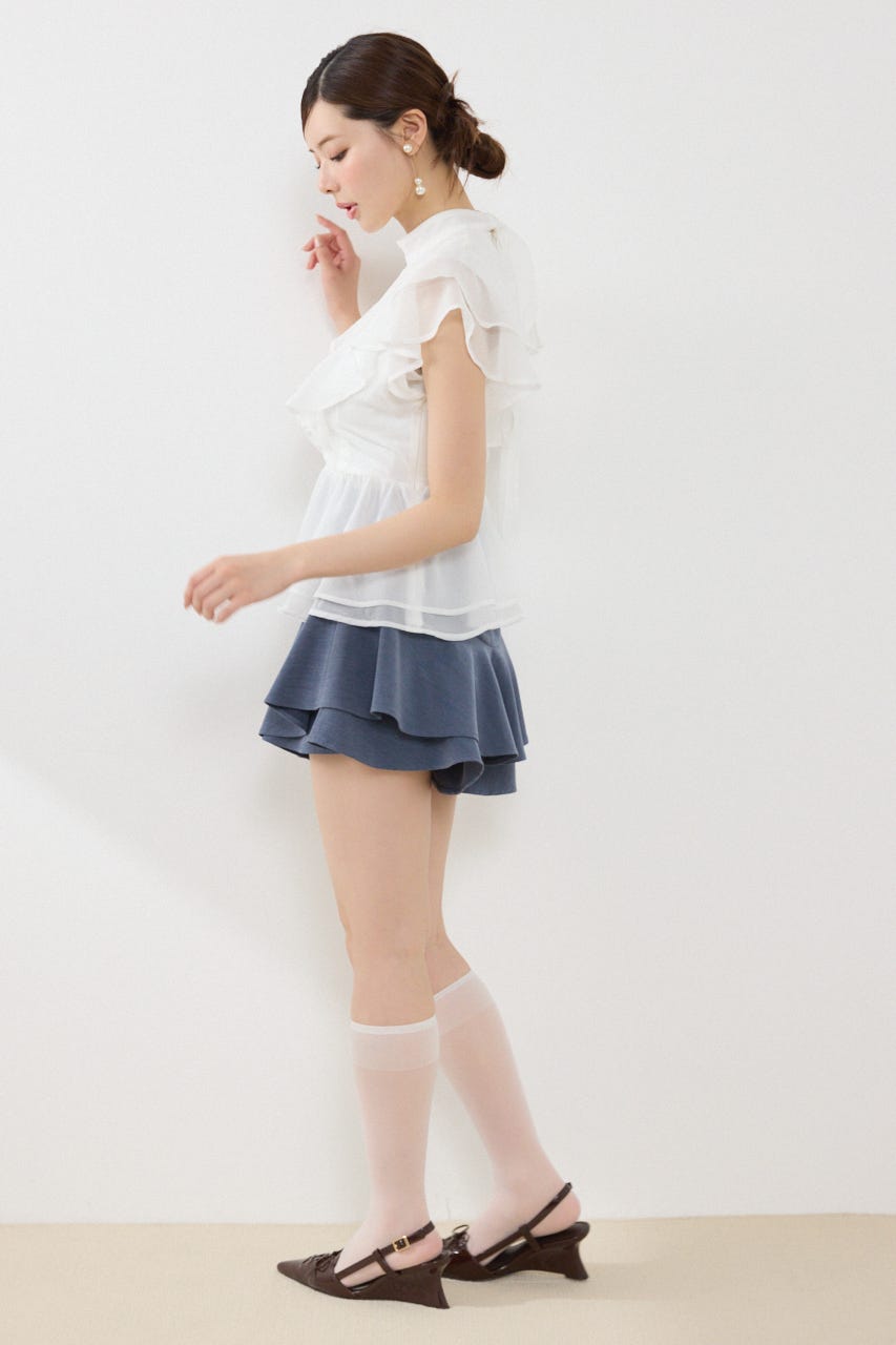 レイヤードヘムコルセットスコートショートパンツ BLU M