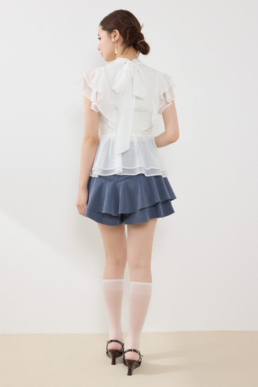 レイヤードヘムコルセットスコートショートパンツ BLU M
