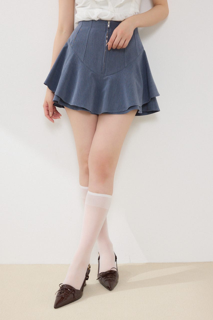 レイヤードヘムコルセットスコートショートパンツ BLU M