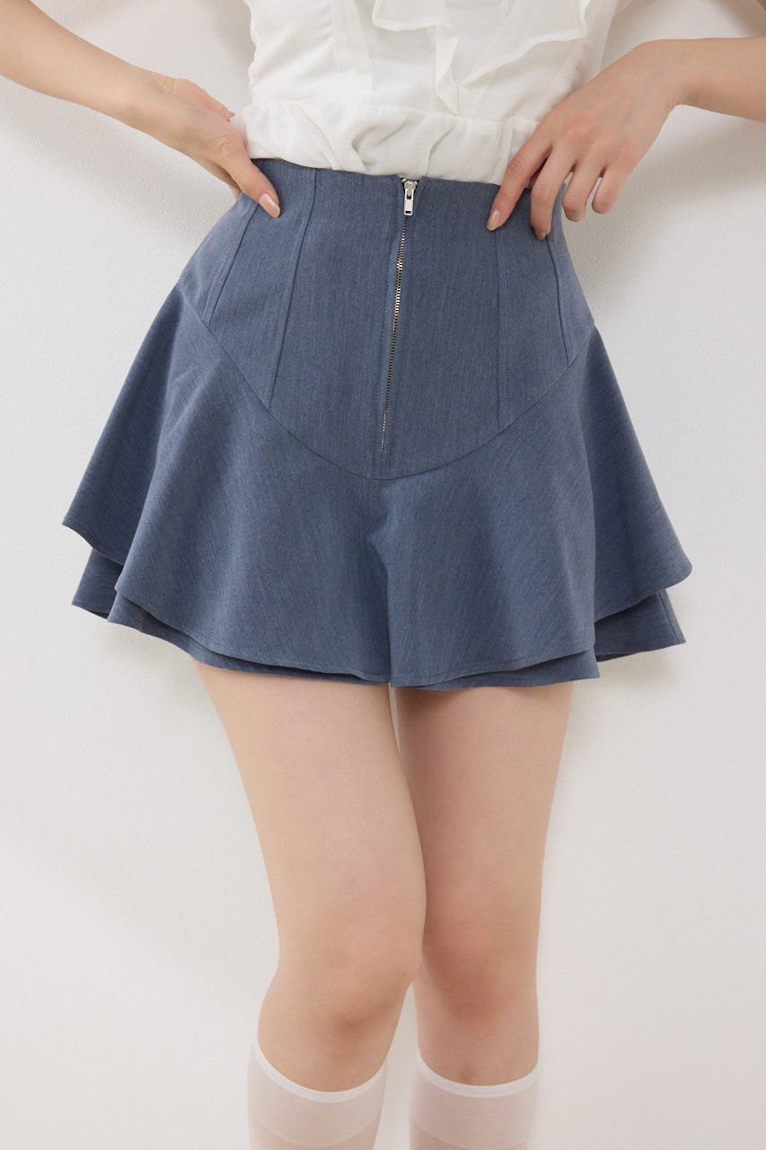 レイヤードヘムコルセットスコートショートパンツ BLU M