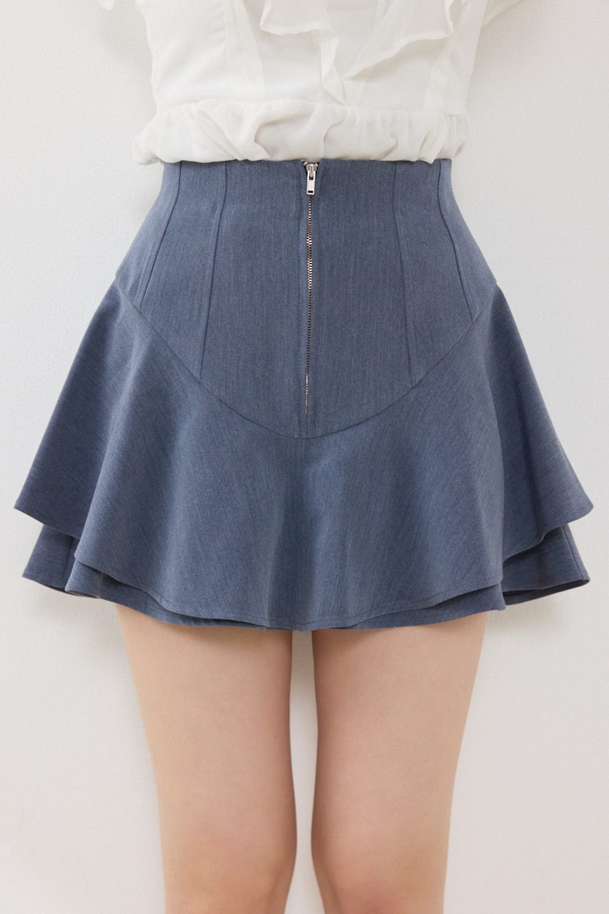 レイヤードヘムコルセットスコートショートパンツ BLU M