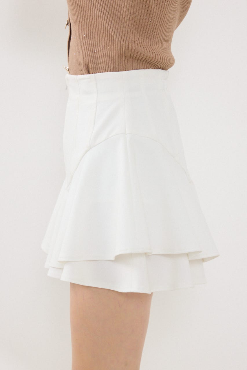 レイヤードヘムコルセットスコートショートパンツ WHT S