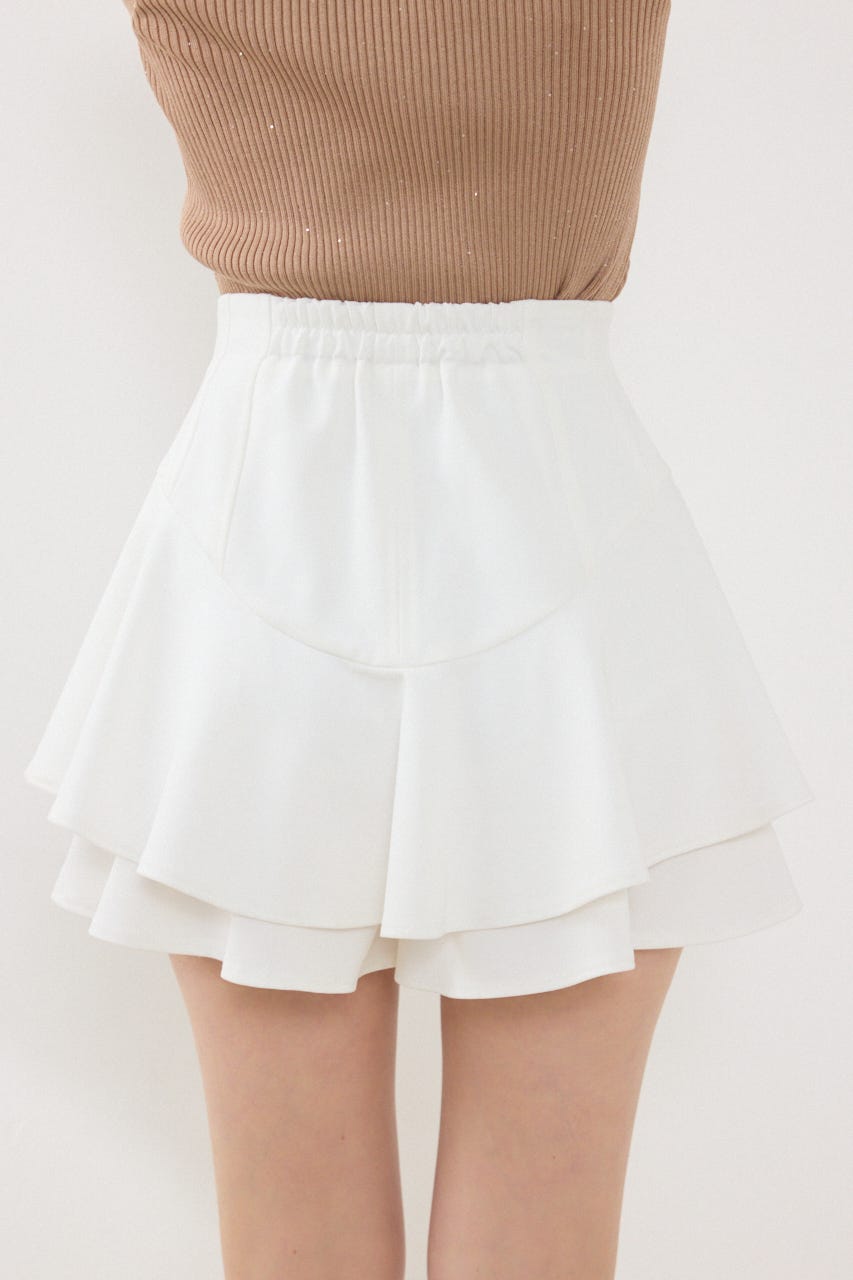 レイヤードヘムコルセットスコートショートパンツ WHT S