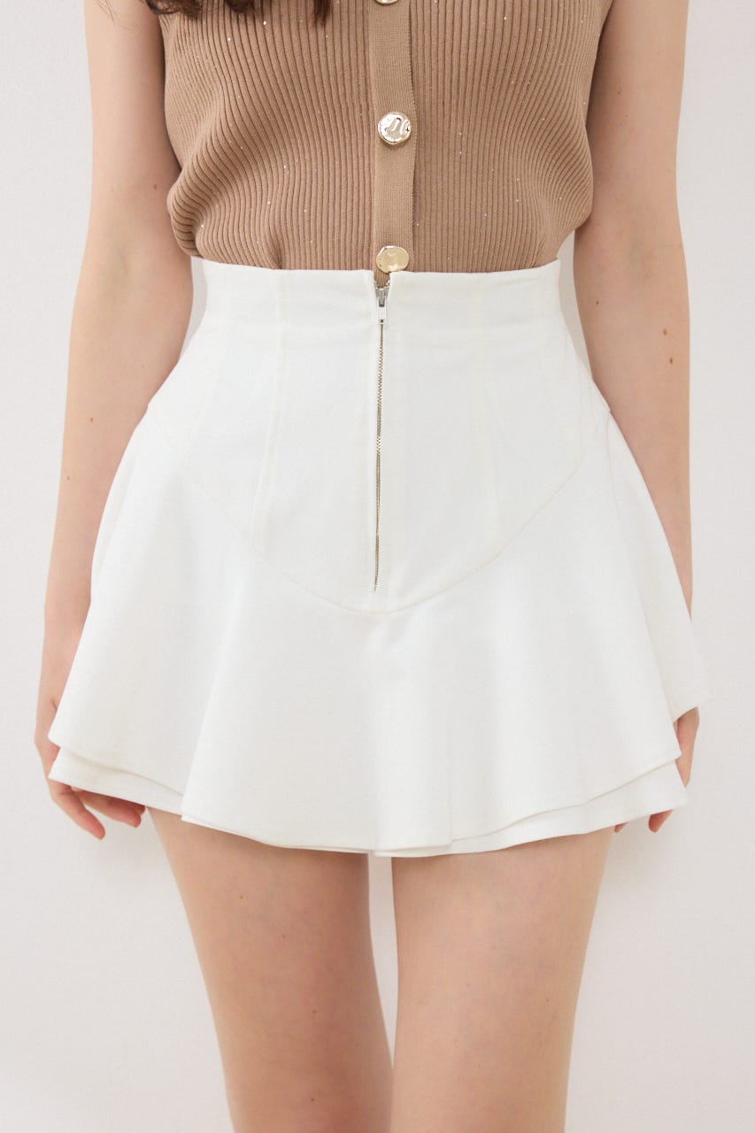 レイヤードヘムコルセットスコートショートパンツ WHT S