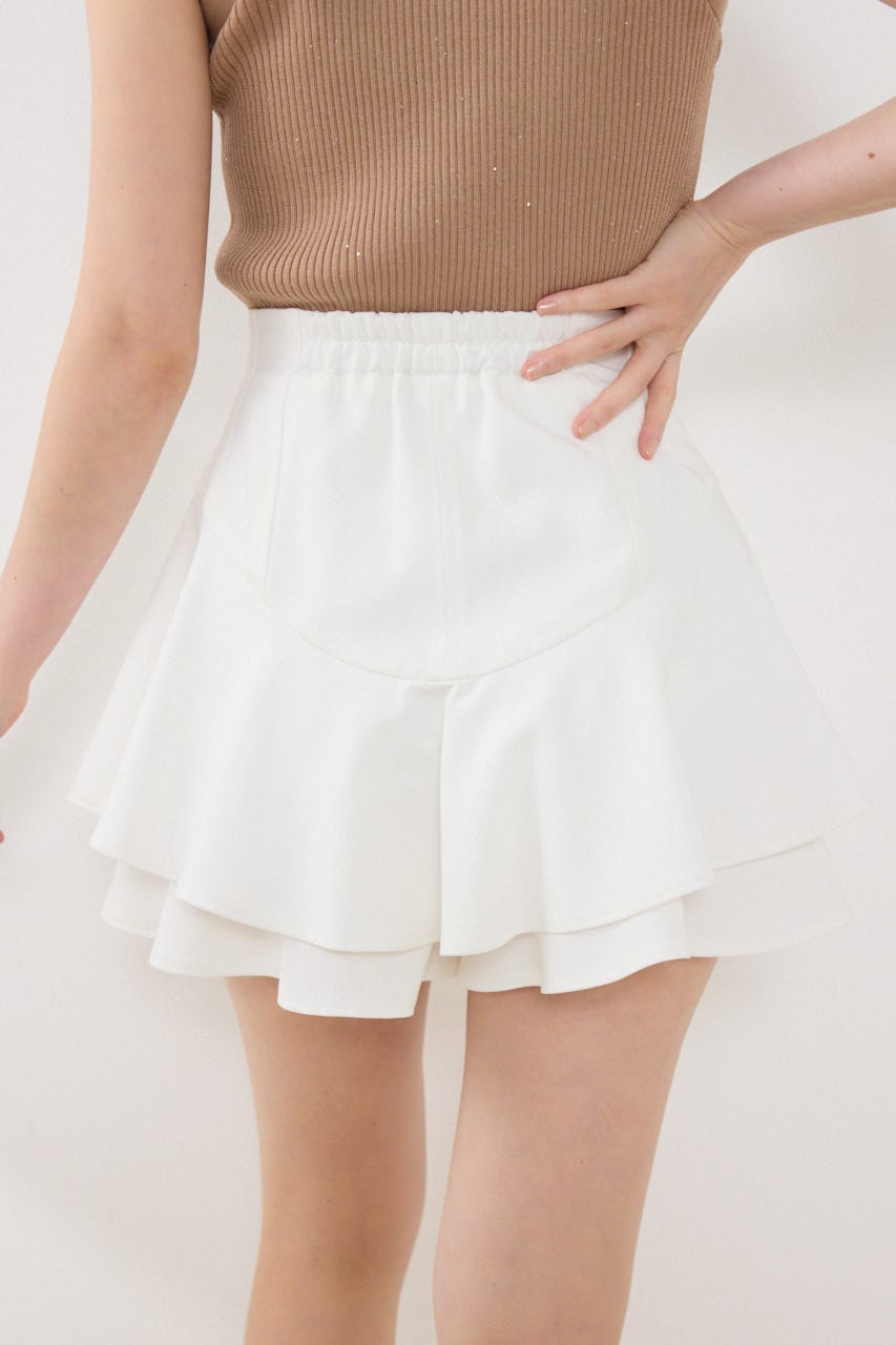 レイヤードヘムコルセットスコートショートパンツ WHT S