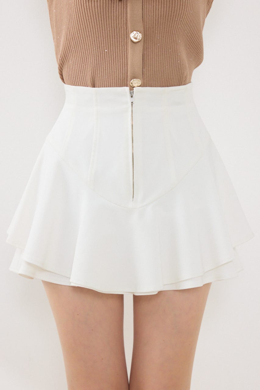 レイヤードヘムコルセットスコートショートパンツ WHT S