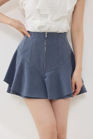 レイヤードヘムコルセットスコートショートパンツ