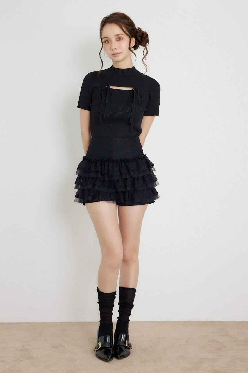 ランダムフリルスコートパンツ BLK M