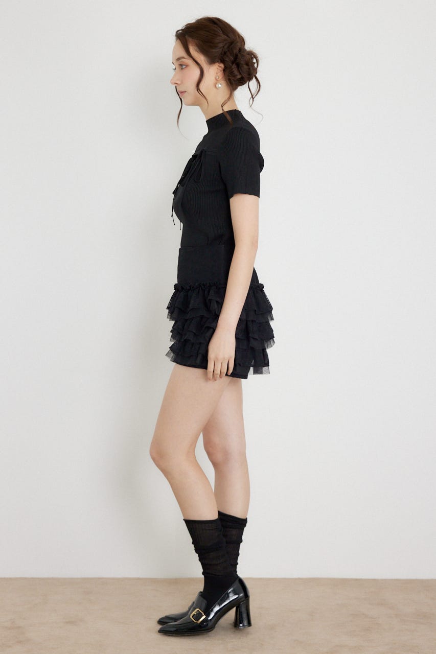 ランダムフリルスコートパンツ BLK M