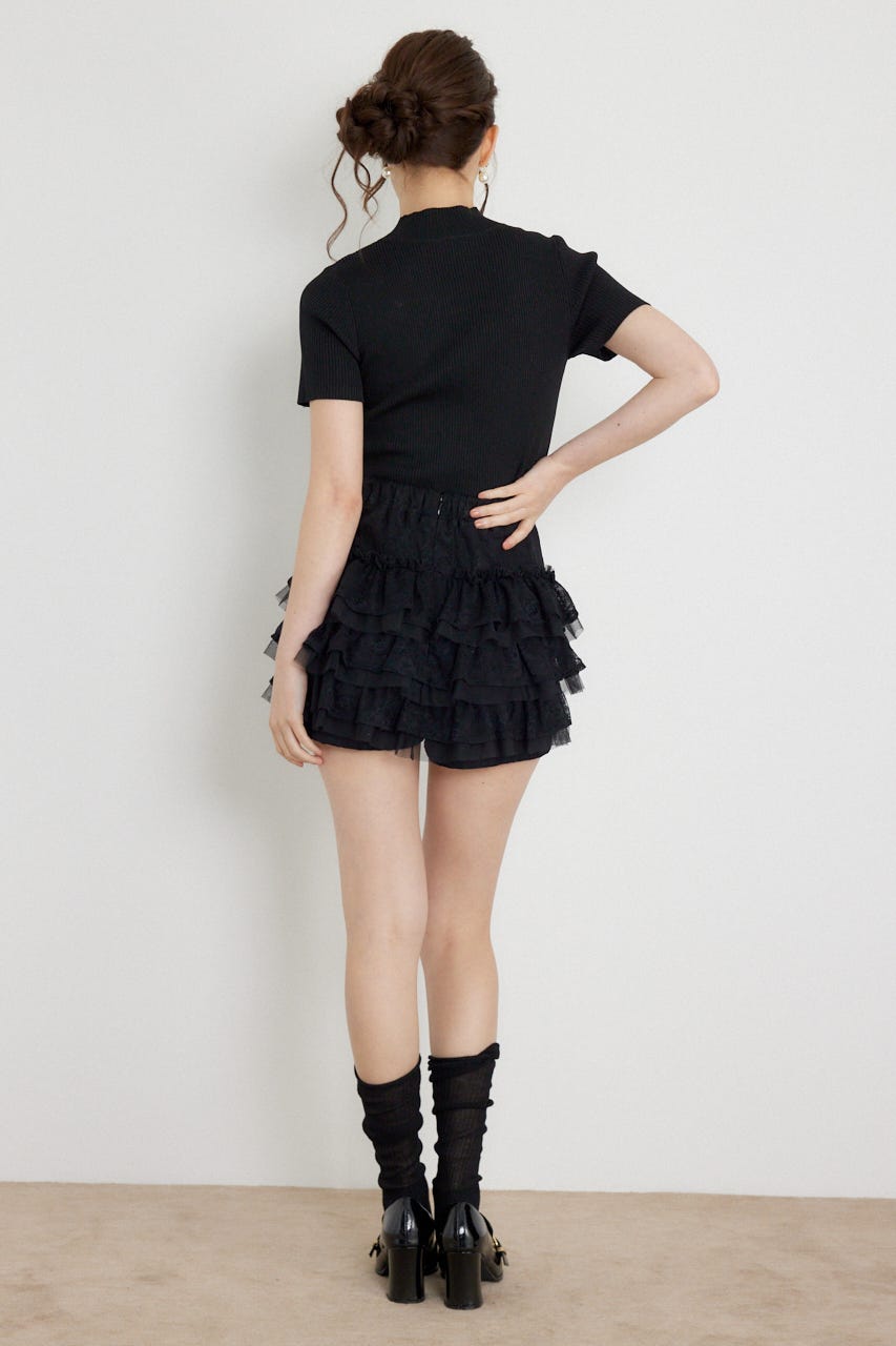 ランダムフリルスコートパンツ BLK M