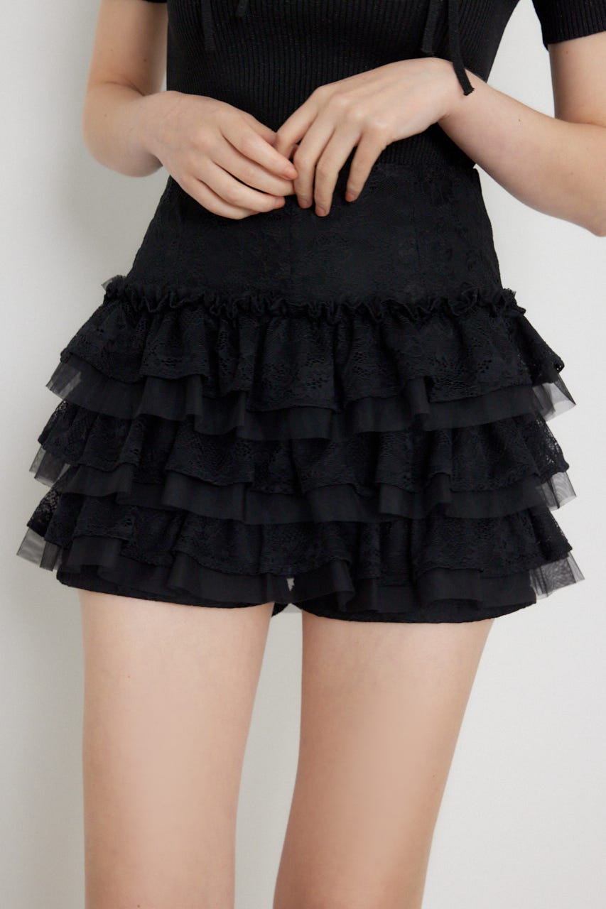 ランダムフリルスコートパンツ BLK M
