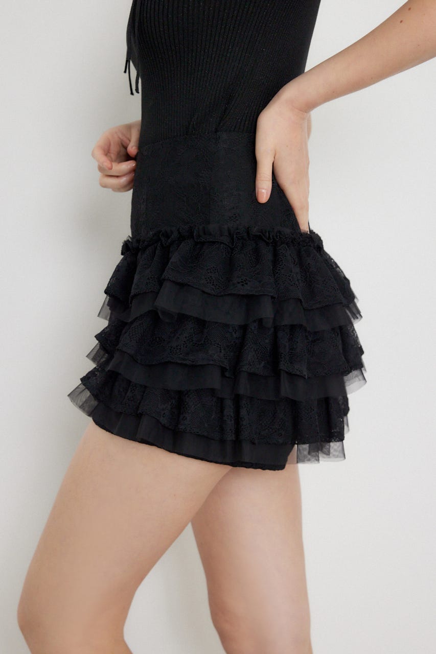 ランダムフリルスコートパンツ BLK M