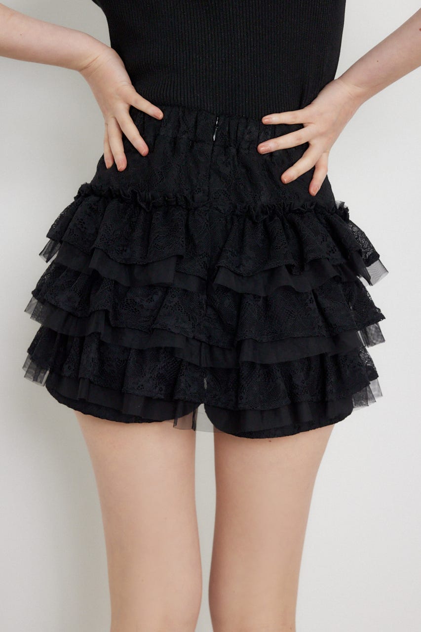 ランダムフリルスコートパンツ BLK M
