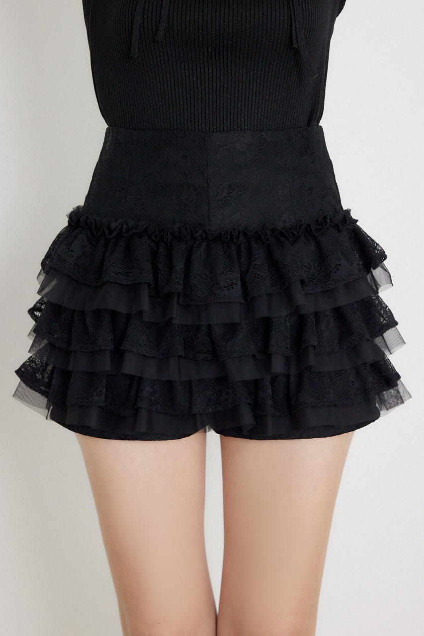 ランダムフリルスコートパンツ BLK M