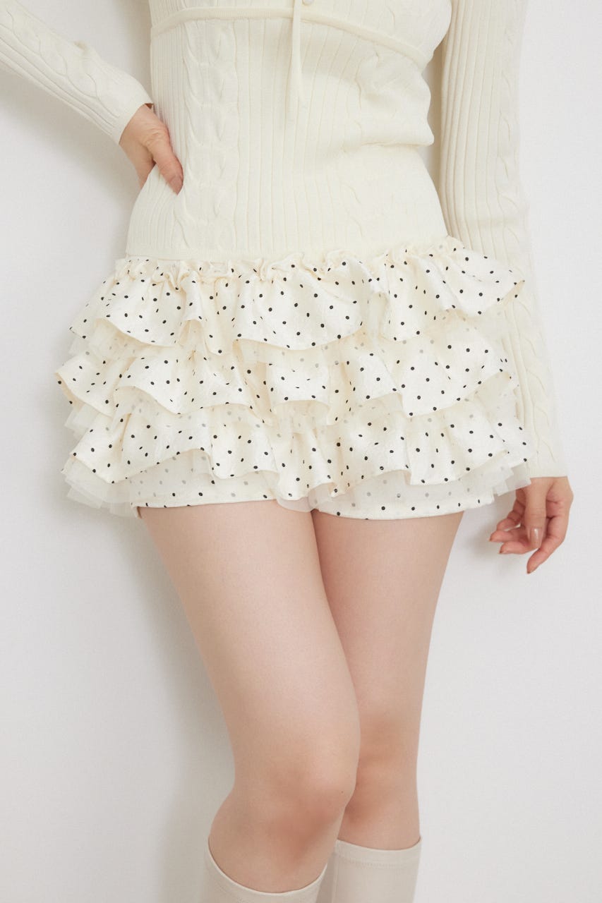 ランダムフリルスコートパンツ WHT M