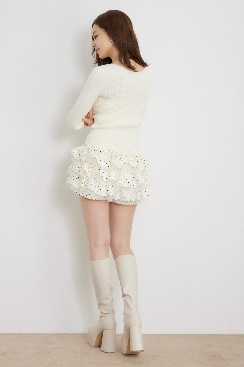 ランダムフリルスコートパンツ WHT M