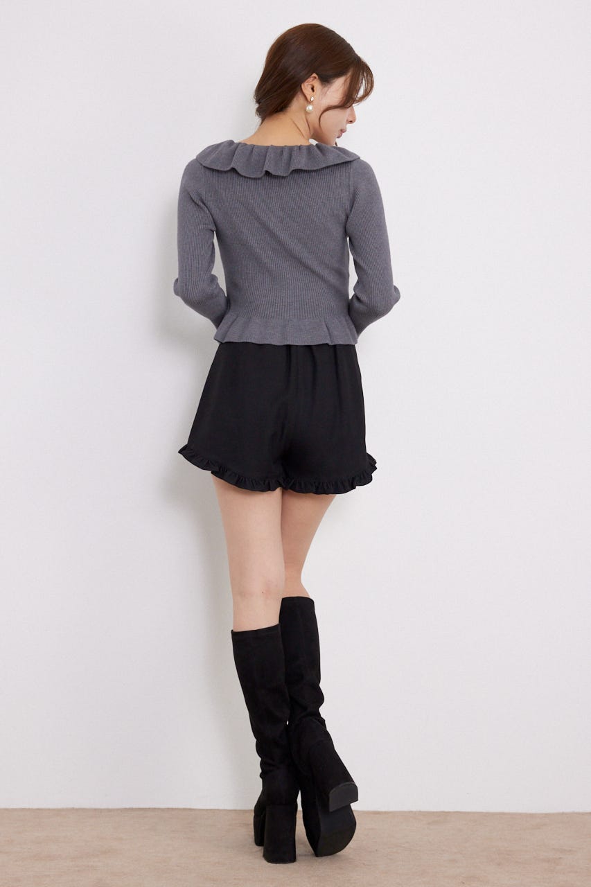 フリルカラーニットトップス GRY FREE