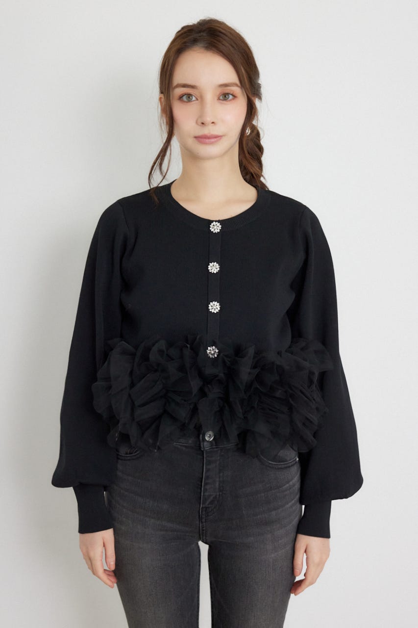 チュールコンビニットトップス BLK FREE