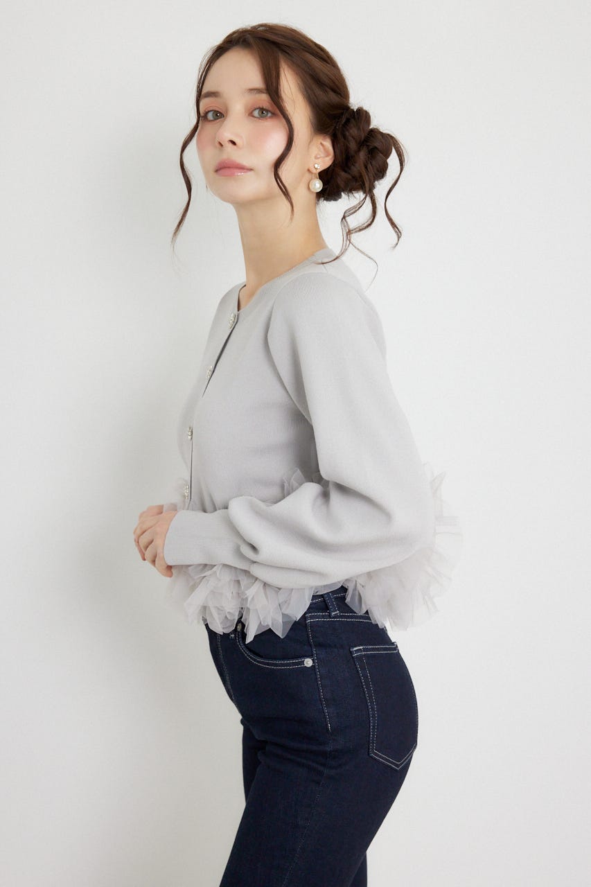 チュールコンビニットトップス GRY FREE