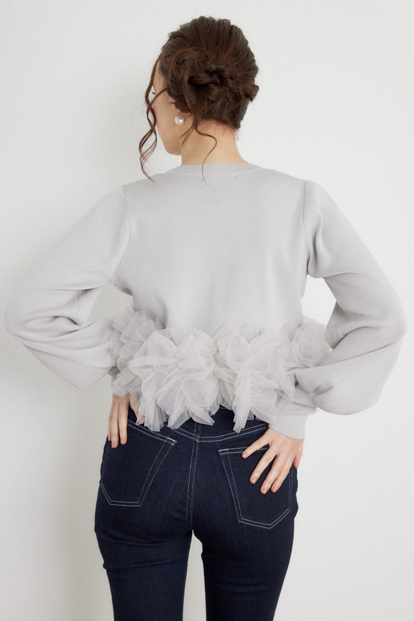 チュールコンビニットトップス GRY FREE