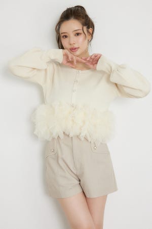 チュールコンビニットトップス