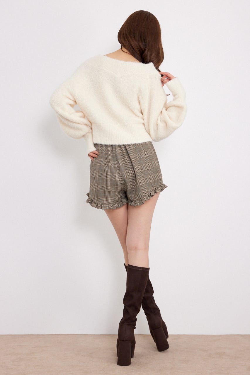 プチVネックオフショルニットトップス WHT FREE