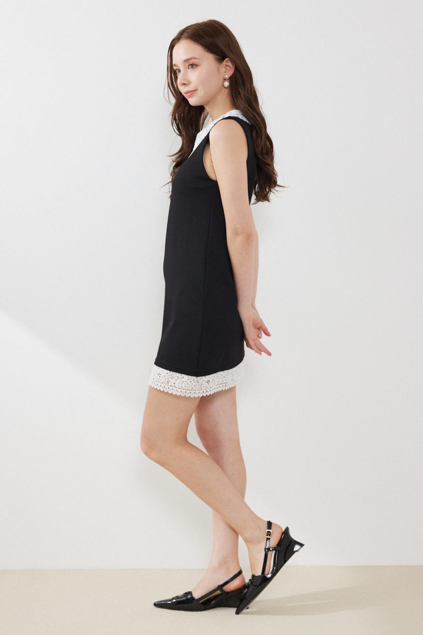 レースカラーポンチカットワンピース BLK M