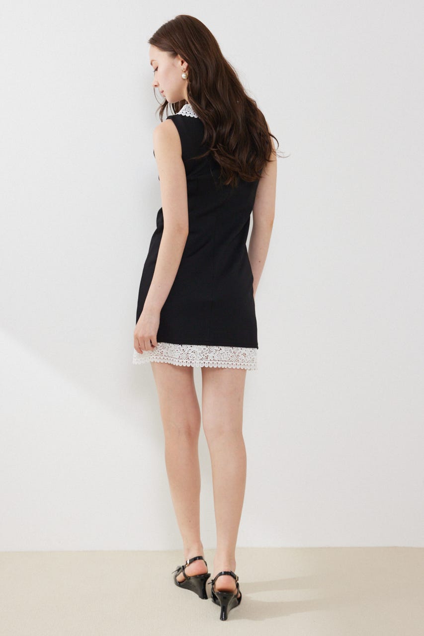 レースカラーポンチカットワンピース BLK M