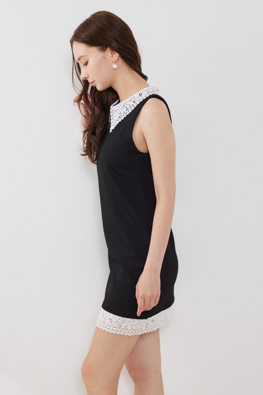 レースカラーポンチカットワンピース BLK M