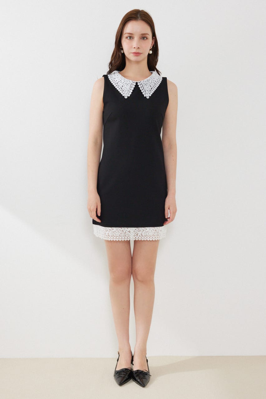 レースカラーポンチカットワンピース BLK M