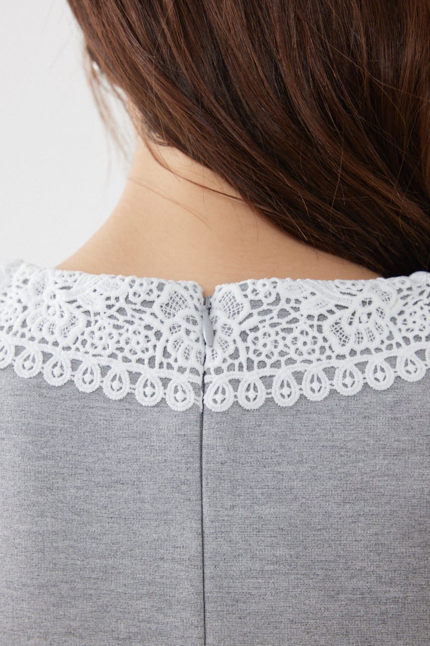 レースカラーポンチカットワンピース GRY S
