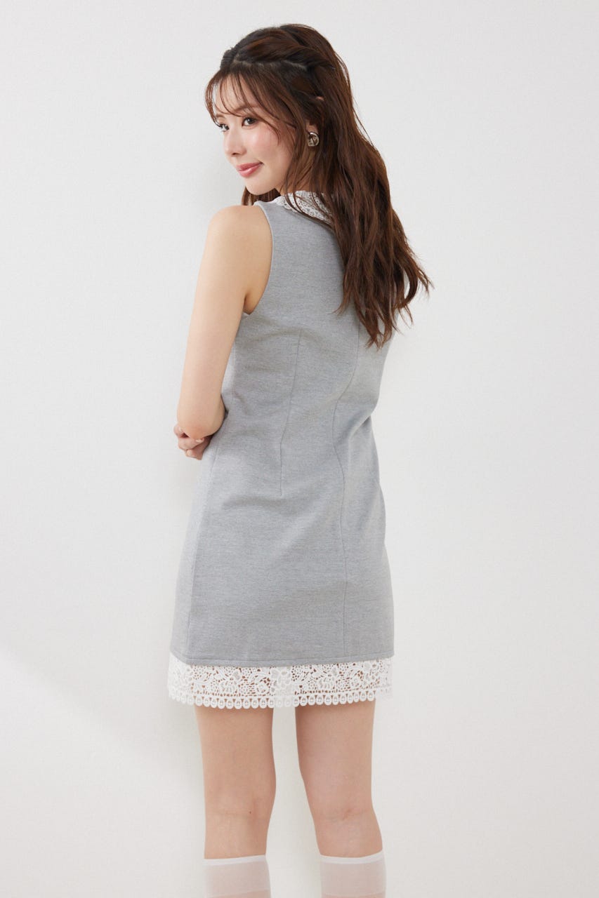 レースカラーポンチカットワンピース GRY S