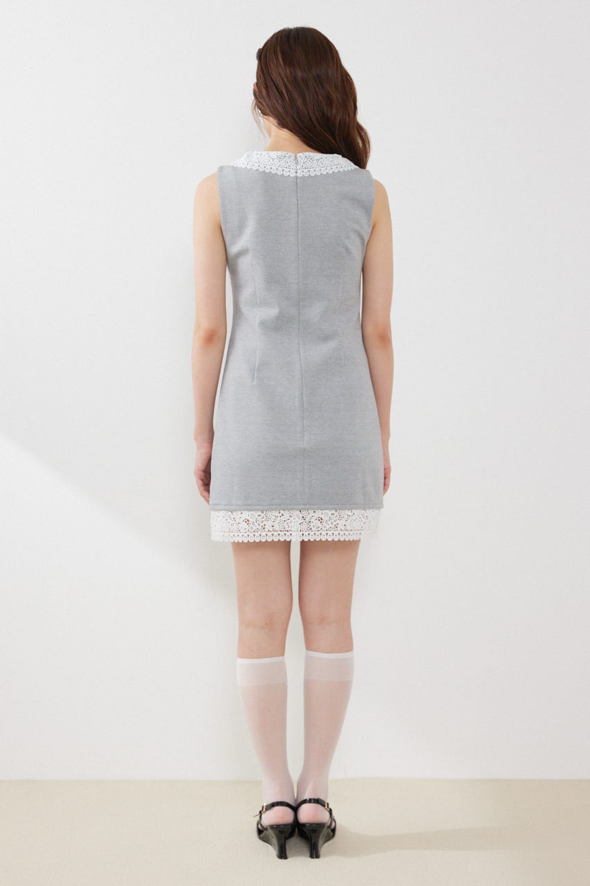 レースカラーポンチカットワンピース GRY S