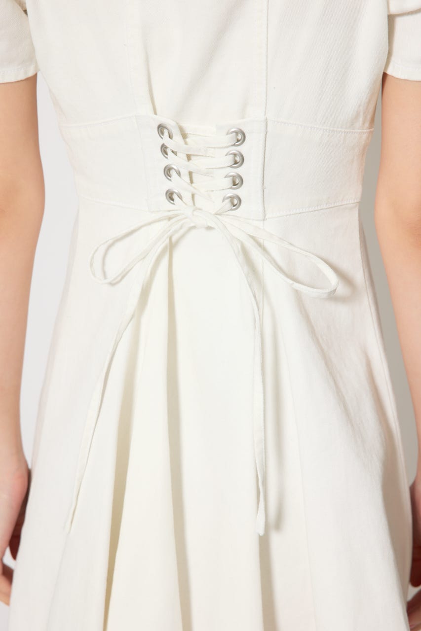 フロントジップマーメイドデニムミニワンピース WHT M