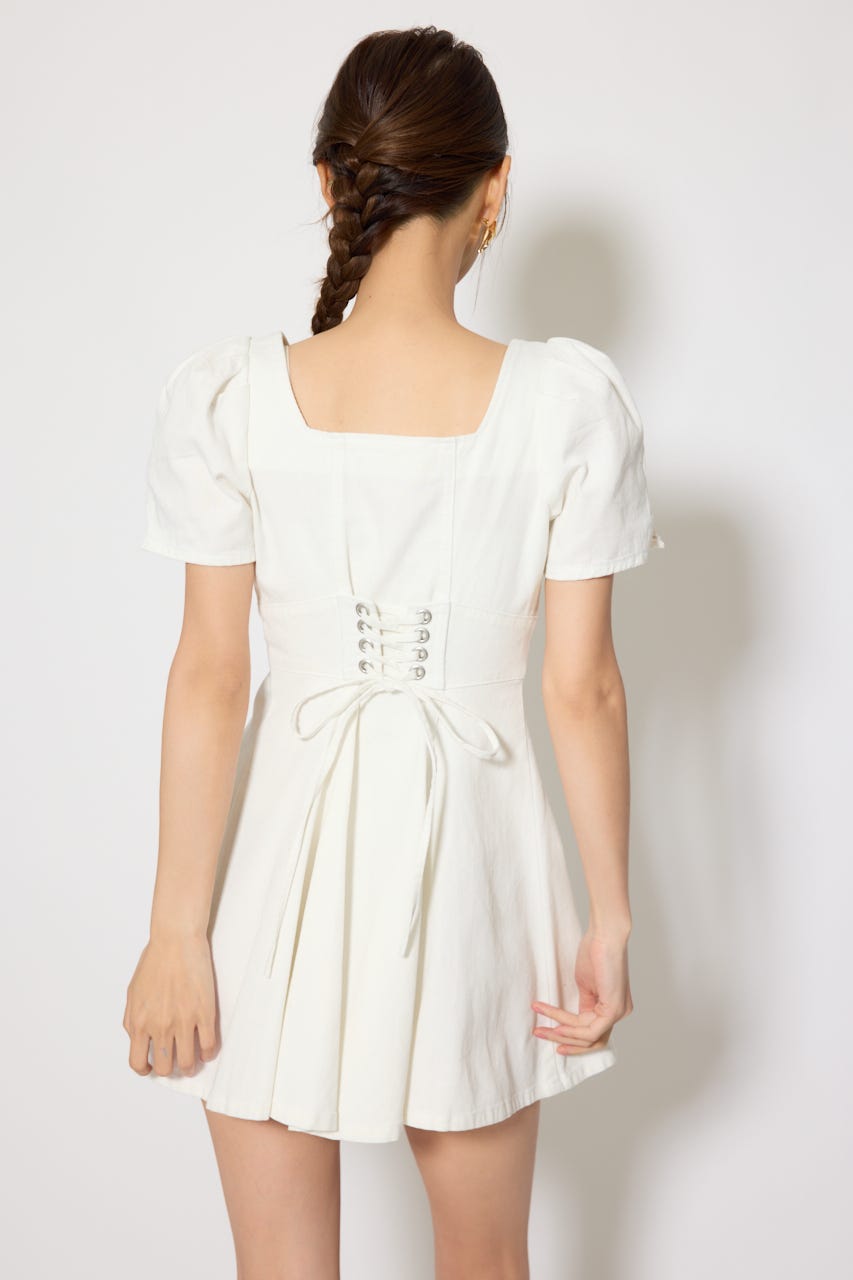 フロントジップマーメイドデニムミニワンピース WHT M