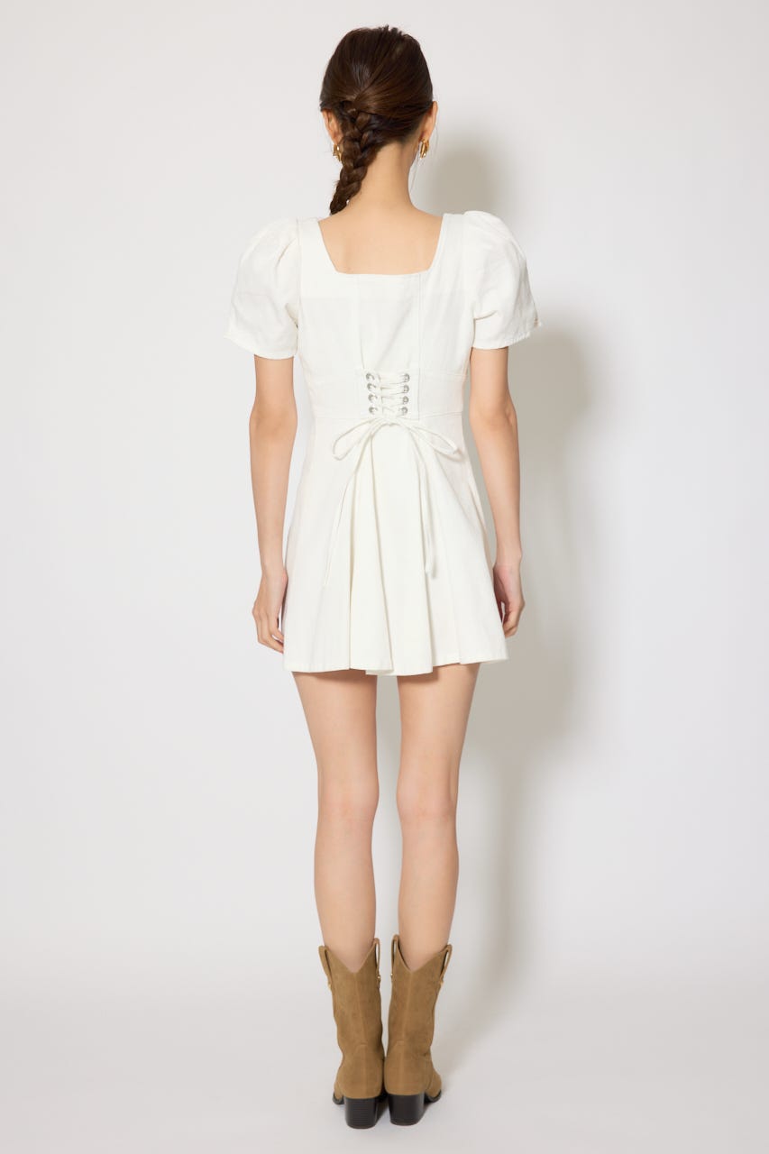 フロントジップマーメイドデニムミニワンピース WHT M