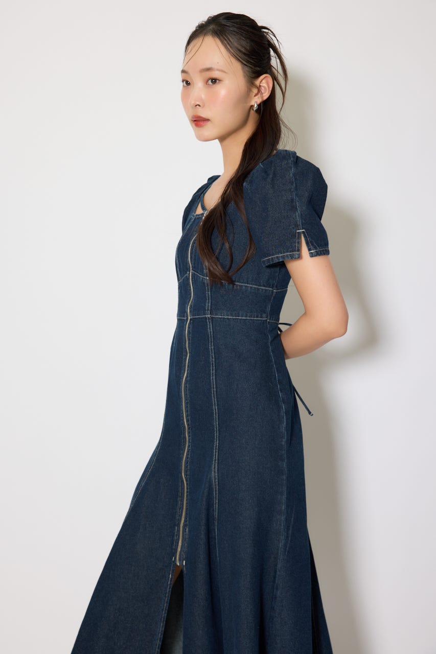 フロントジップマーメイドデニムワンピース D/BLU S