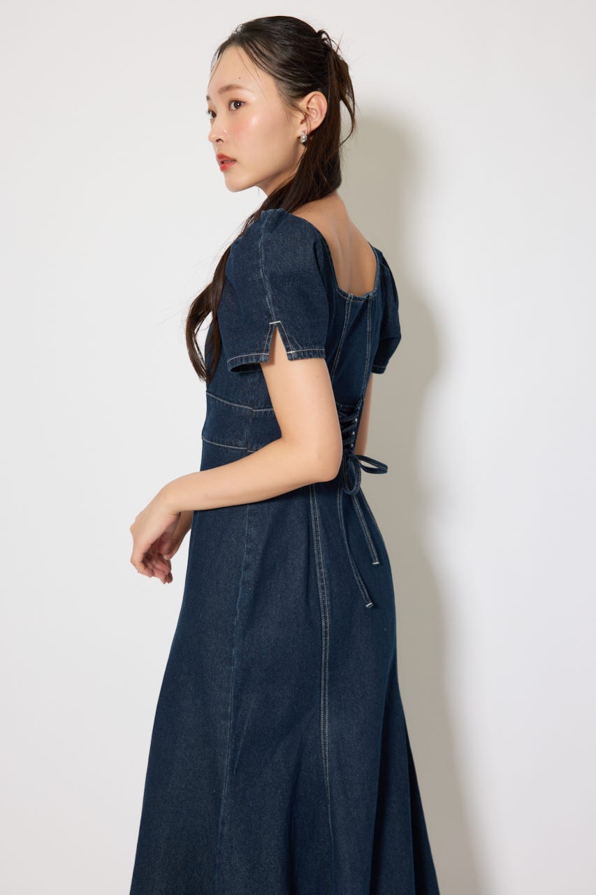 フロントジップマーメイドデニムワンピース D/BLU S
