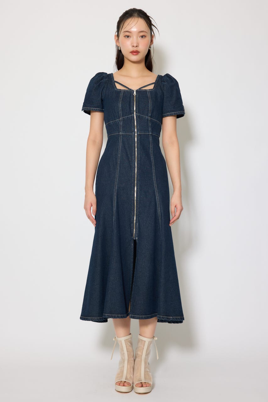 フロントジップマーメイドデニムワンピース D/BLU S