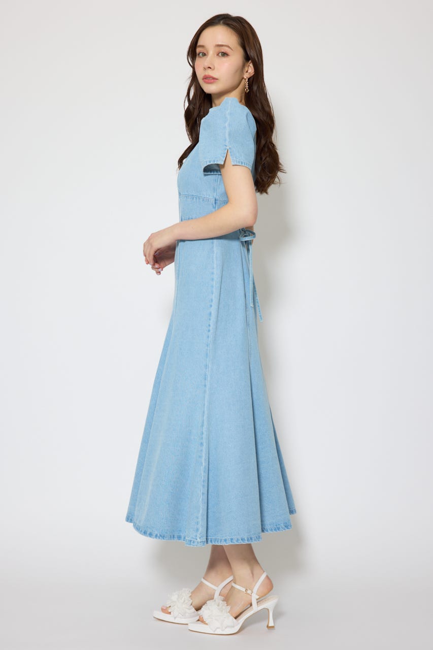 フロントジップマーメイドデニムワンピース L/BLU M