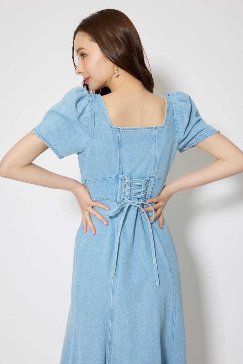 フロントジップマーメイドデニムワンピース L/BLU M