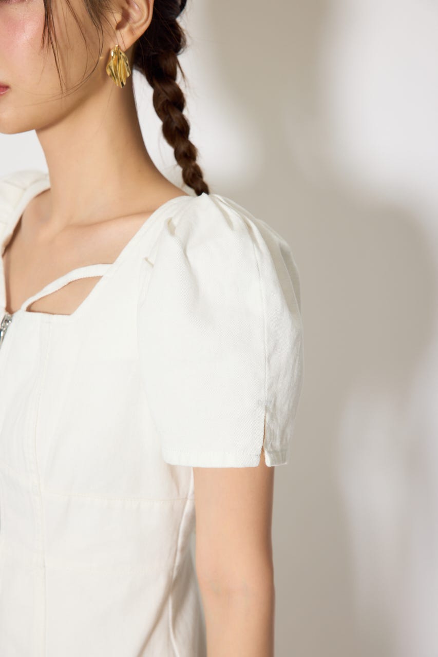 フロントジップマーメイドデニムワンピース WHT M