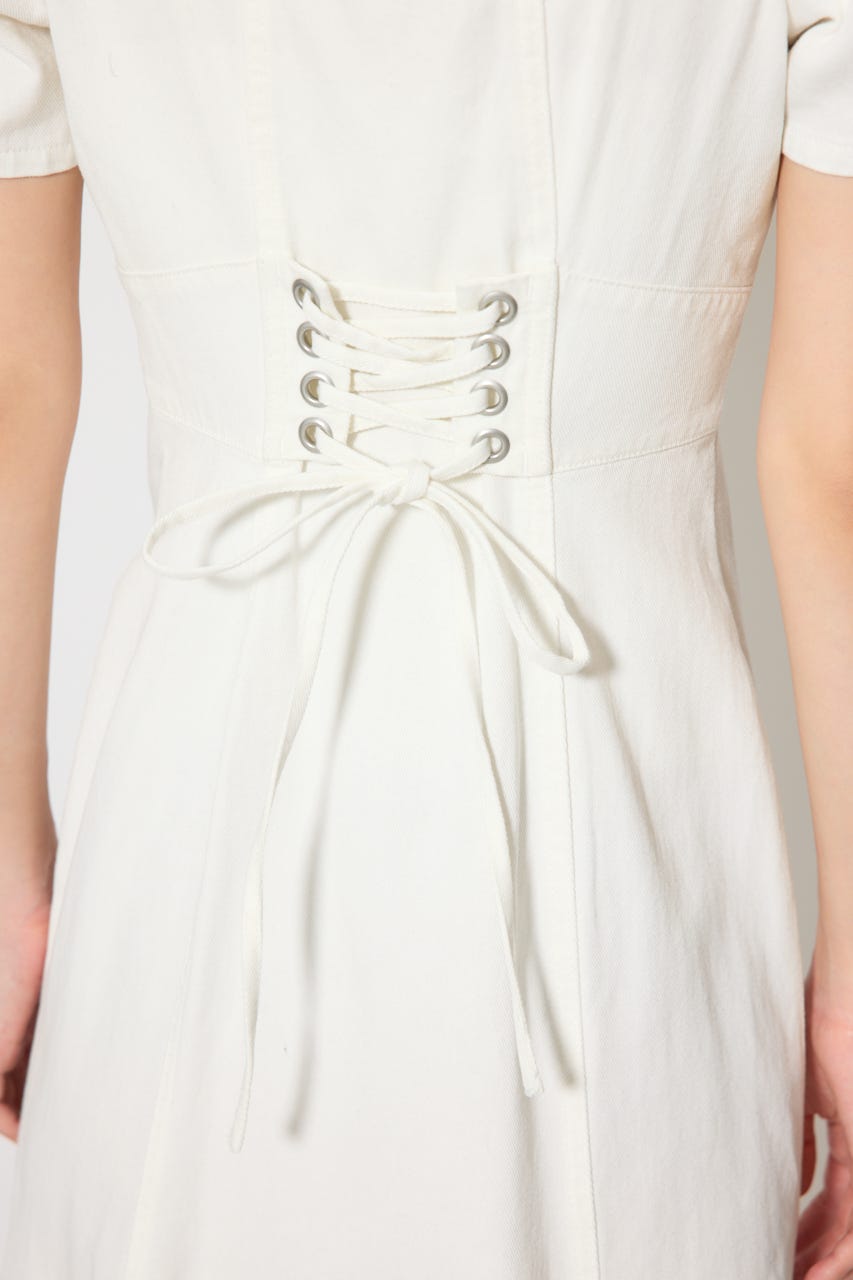 フロントジップマーメイドデニムワンピース WHT M