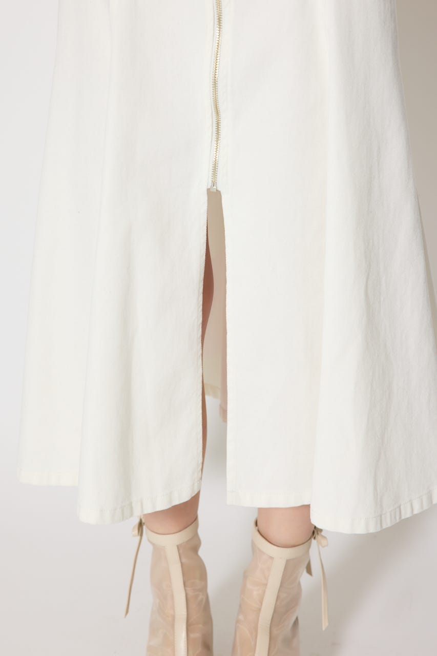 フロントジップマーメイドデニムワンピース WHT M