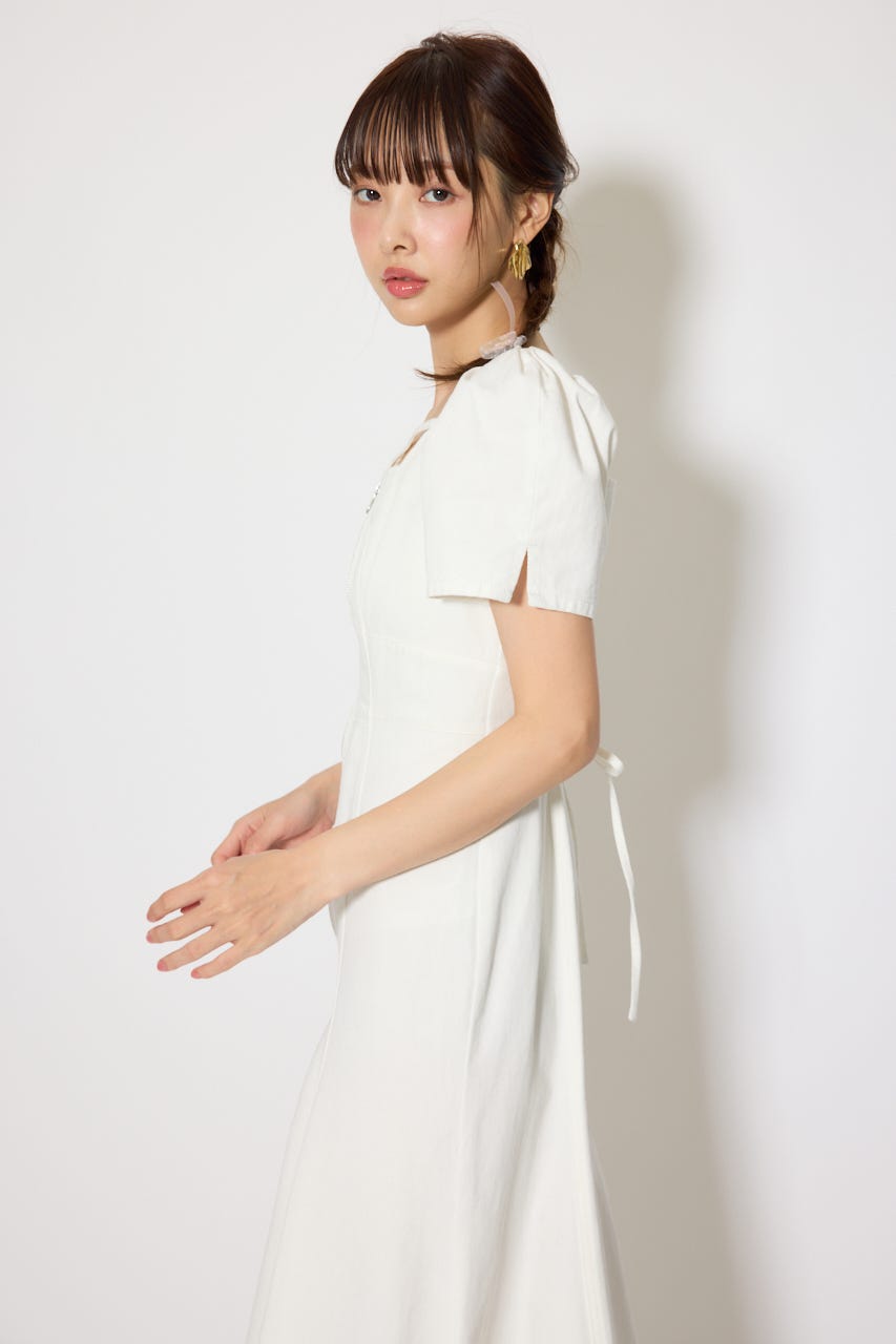 フロントジップマーメイドデニムワンピース WHT M