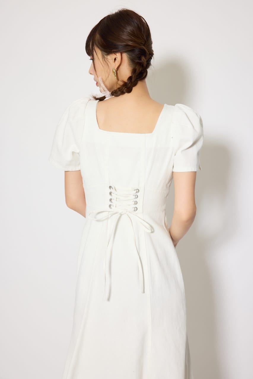 フロントジップマーメイドデニムワンピース WHT M