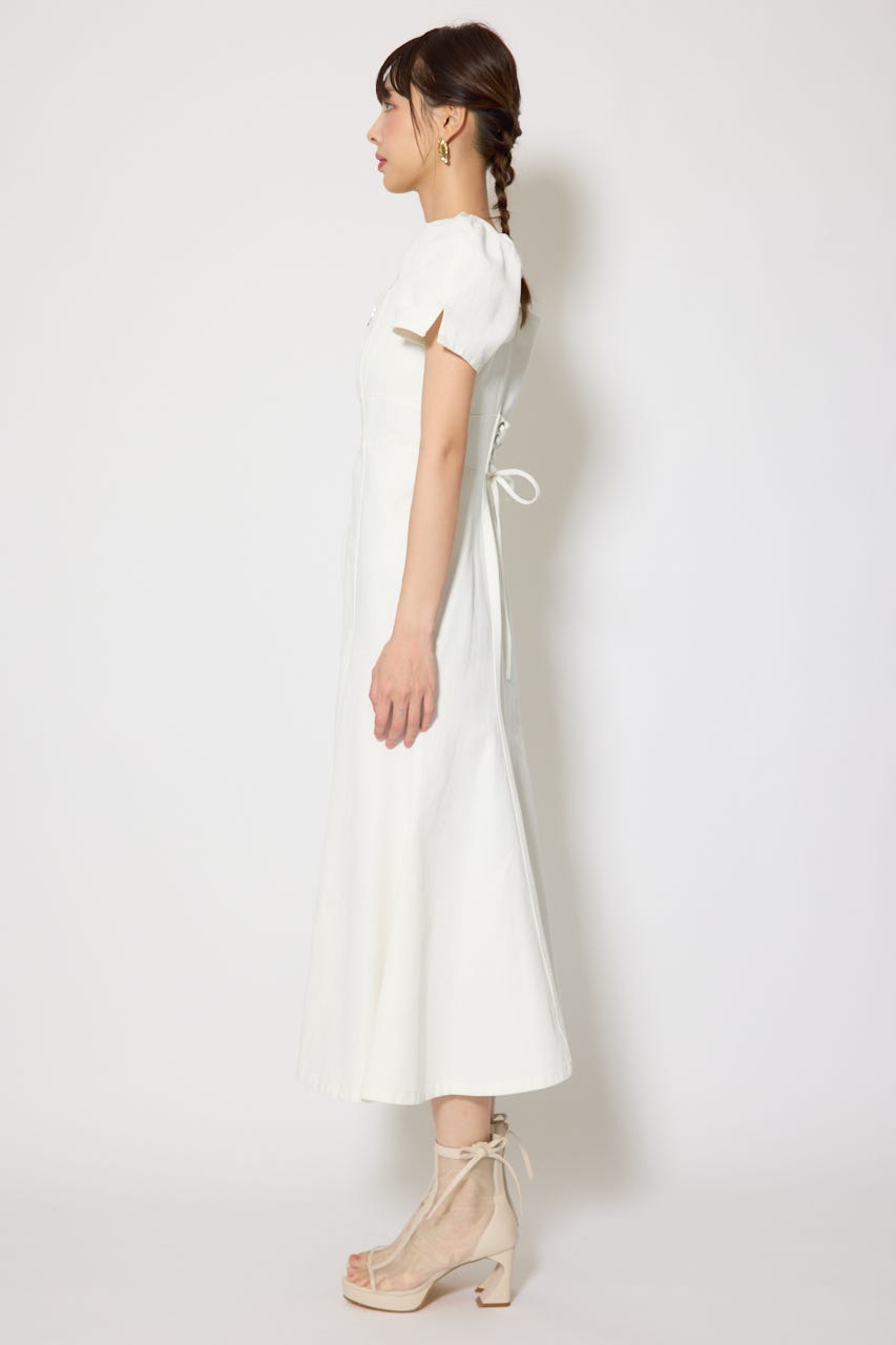 フロントジップマーメイドデニムワンピース WHT M